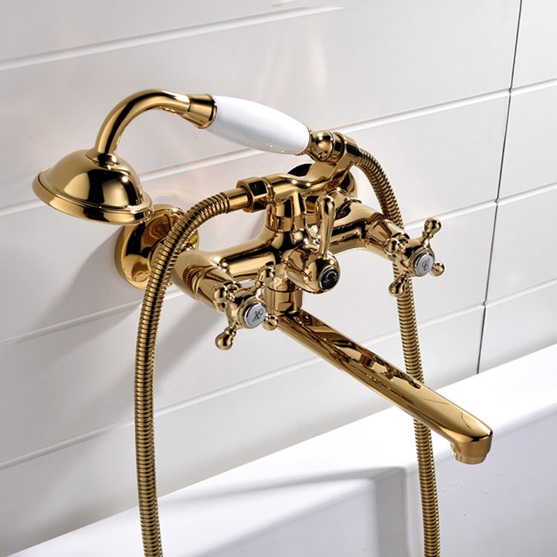 浴室シャワー水栓 ハンドシャー バス水栓 浴槽蛇口 混合水栓 蛇口付 金色